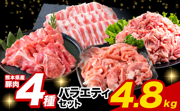 豚肉 ひごの ポーク バラエティ セット 4.8kg 豚肉 しゃぶしゃぶ 切り落とし 豚ロース バラ 豚バラ スライス 以上 真空 お楽しみセット 不揃い 数量限定 簡易包装 冷凍配送 小分け 《7-14日以内に出荷予定(土日祝除く)》 豚肉---300-5148---