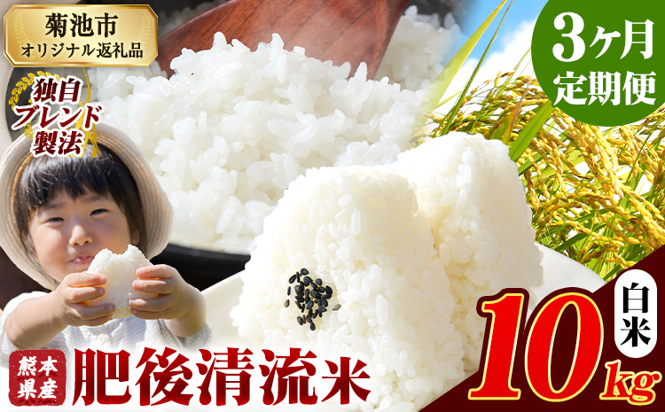 【3ヶ月定期便】熊本県産 肥後清流米 白米 10kg ブレンド米 熊本県産 ふるさと納税 精米 米 こめ ふるさとのうぜい コメ お米 おこめ《お申込み翌月から出荷》---300-4343---