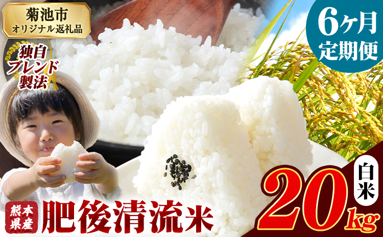【6ヶ月定期便】熊本県産 肥後清流米 白米 20kg ブレンド米 熊本県産 ふるさと納税 精米 米 こめ ふるさとのうぜい コメ お米 おこめ《お申込み翌月から出荷》---300-4355---