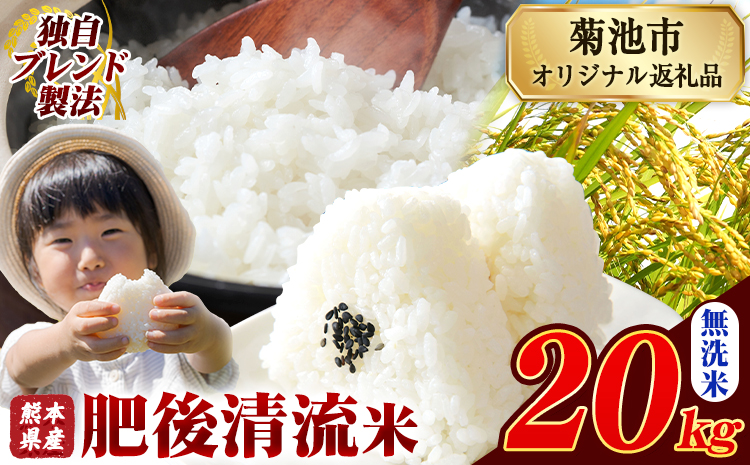 熊本県産 肥後清流米 無洗米 20kg ブレンド米 熊本県産 ふるさと納税 精米 米 こめ ふるさとのうぜい コメ お米 おこめ《7-14日以内に出荷予定(土日祝除く)》---300-4388---