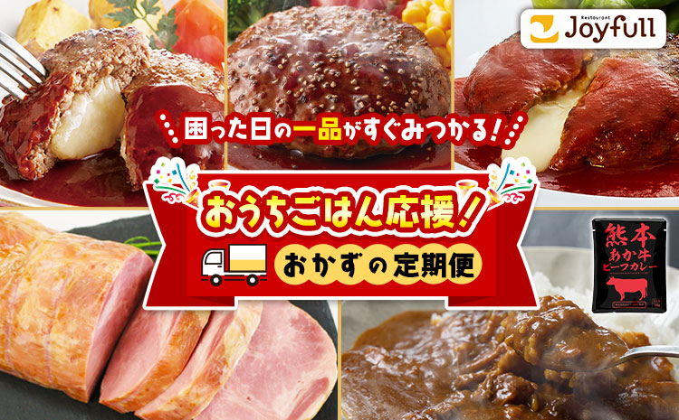 おうちごはん応援！ おかずの定期便 ハンバーグ3種 肩ロースハム あか牛ビーフカレー《申込月の翌月から出荷開始》熊本県 菊池市 おかず 定期便 ハンバーグ ハム ビーフカレー カレー 夕飯 ---0310-0001---