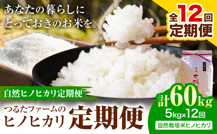 【12回定期便】つるたファームのヒノヒカリ定期便 自然ヒノヒカリ定期便 自然栽培米 ヒノヒカリ 5kg 株式会社七城の恵み《申込月の翌月から出荷開始》熊本県 菊池市 米 ひのひかり 定期便 つるたファーム---126-2202---