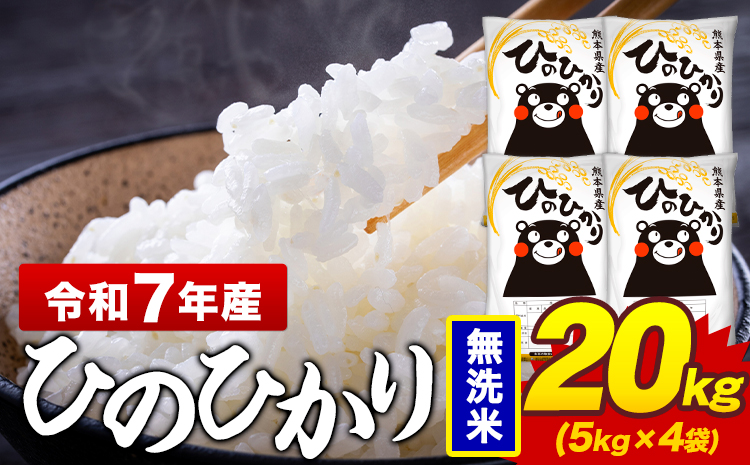 令和7年産 無洗米 米 ひのひかり 20kg《7-14日以内に出荷予定(土日祝除く)》熊本県 菊池市 国産 熊本県産 精米 無洗米 送料無料 ヒノヒカリ こめ お米 ---300-5067---