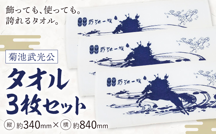 タオル 3枚セット 幅 約840mm×高さ約340mm 株式会社アイエヌ《90日以内に出荷予定(土日祝除く)》熊本県 菊池市 タオル フェイスタオル 日用品 菊池一族 菊池武光 送料無料---025-0753---