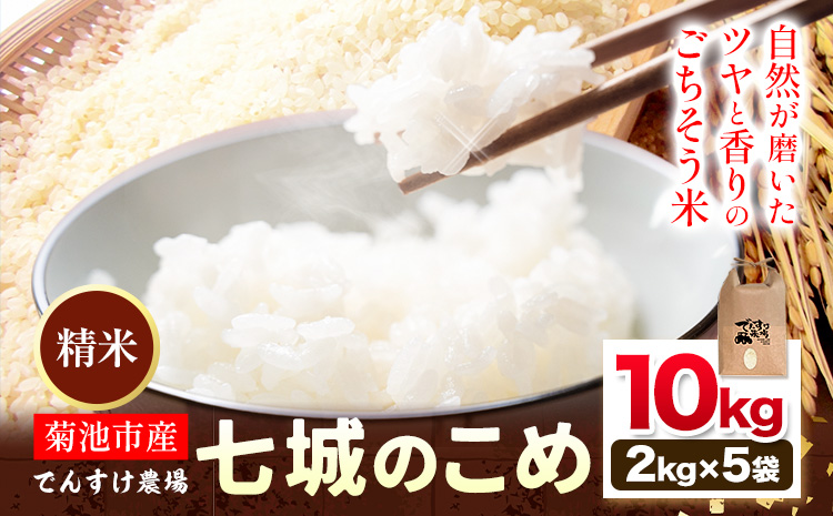 令和7年産 精米 七城のこめ 10kg《30日以内に出荷予定(土日祝除く)》熊本県 菊池市 米 白米 ヒノヒカリ でんすけ農場---309-4005---