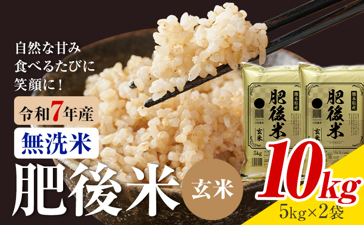 令和7年産 熊本県産 肥後米 玄米 10kg 1袋5kg 株式会社くまもとごはん 《30日以内に出荷予定(土日祝除く)》米 お米 令和7年産 九州産 熊本県産 送料無料---026-3013---