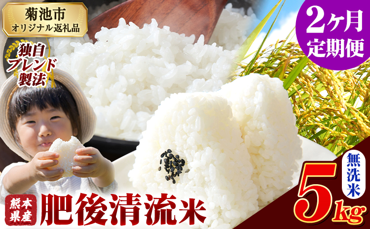 【2ヶ月定期便】熊本県産 肥後清流米 無洗米 5kg 熊本県産 ふるさと納税 精米 米 こめ ふるさとのうぜい コメ お米 おこめ《お申込み翌月から出荷》---300-4334---