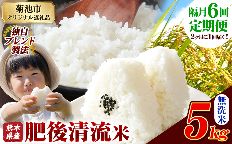 【隔月6回定期便】熊本県産 肥後清流米 無洗米 5kg 熊本県産 ふるさと納税 精米 米 こめ ふるさとのうぜい コメ お米 おこめ《お申込み翌月から出荷》---300-4326---