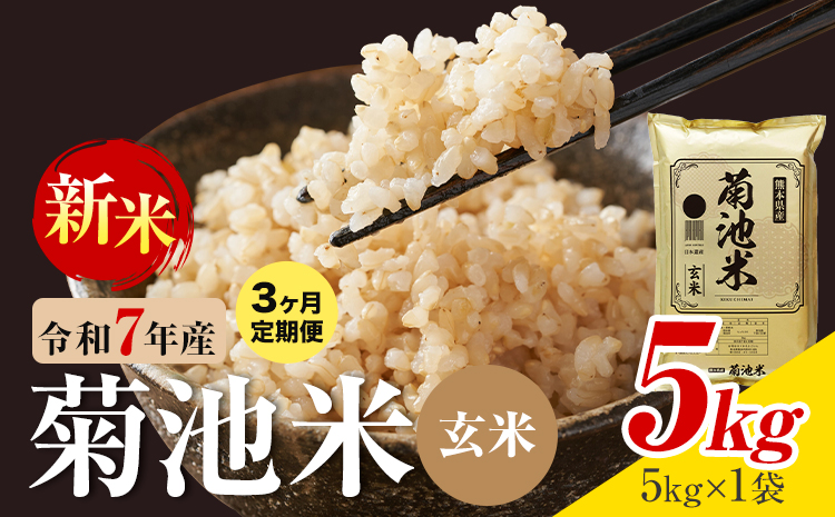 【3ヶ月定期便】熊本県産 菊池米 玄米 5kg 1袋5kg 米 お米 令和7年産 九州産 熊本県産 送料無料《お申込み翌月に出荷予定》玄米 米---026-5040---