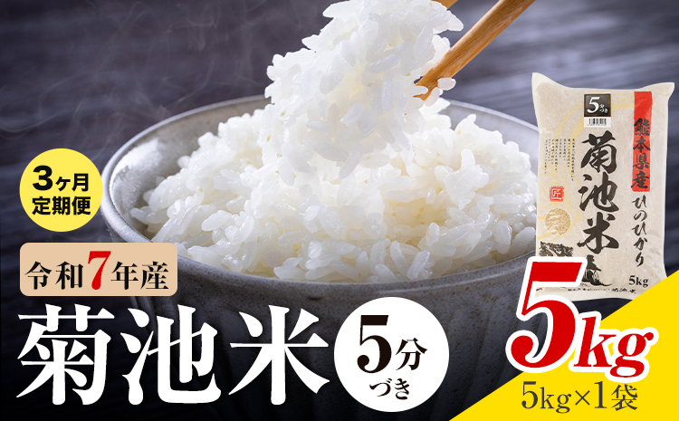 【3ヶ月定期便】令和7年産 熊本県産 菊池米 5分づき 5kg 1袋5kg 株式会社くまもとごはん 《お申込み翌月に出荷予定》米 お米 令和7年産 九州産 熊本県産  送料無料---026-3125mo3---