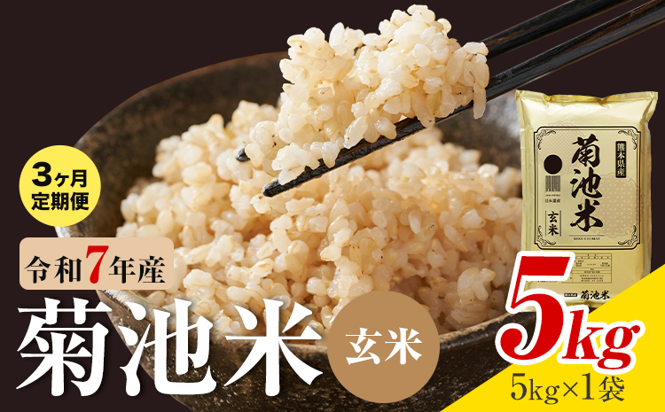 【3ヶ月定期便】熊本県産 菊池米 玄米 5kg 1袋5kg 米 お米 令和7年産 九州産 熊本県産 送料無料《お申込み翌月に出荷予定》玄米 米---026-5040---