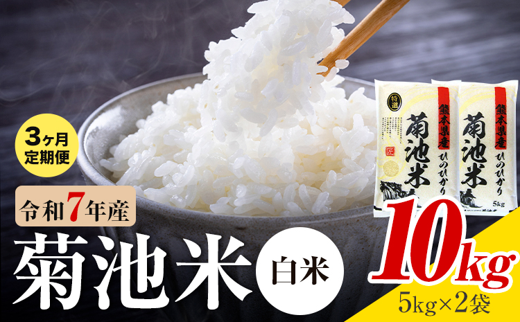 【3ヶ月定期便】熊本県産 菊池米 白米 10kg 1袋5kg 米 お米 令和7年産 九州産 熊本県産  送料無料《お申込み翌月に出荷予定》 白米 米---026-5032---