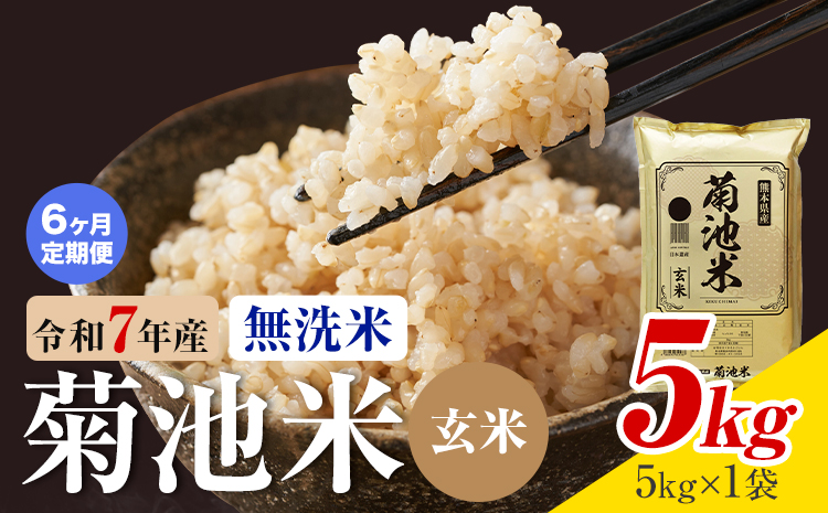 【6ヶ月定期便】熊本県産 菊池米 玄米 無洗米 5kg 1袋5kg 米 お米 令和7年産 九州産 熊本県産 送料無料《お申込み翌月に出荷予定》玄米 米---026-3119mo6---