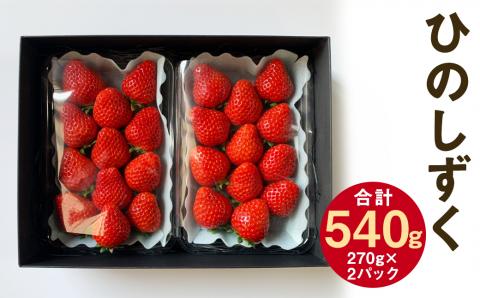 熊本県 菊池市産 ひのしずく 計540g(270g×2パック)いちご 苺