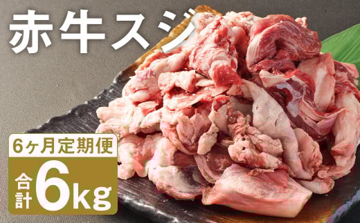 [6ヶ月定期便] 赤牛 スジ 1kg×1パック×6回 [お申し込みの翌月発送]牛肉 肉 あか牛 牛スジ 牛すじ 煮込み カレー 熊本県産 冷凍---187-2332---