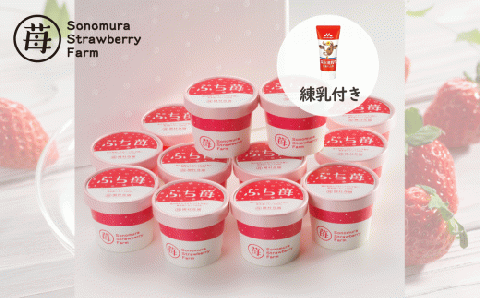 74-30　園村苺園　宇土産 完熟冷凍いちご「ぷち苺」50ｇ×12カップ　練乳付き