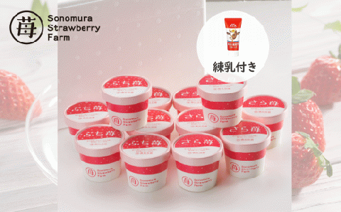 74-36　園村苺園　宇土産 完熟冷凍いちご「ぷち苺」と「さら苺」各6カップ　練乳付き