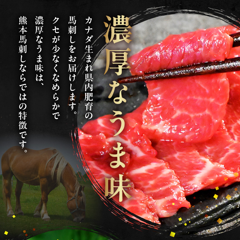 117-33　オアシス九州【熊本県内と畜】 熊本 馬刺し4種セット (赤身 100ｇ、 霜降り100ｇ、タテガミ100ｇ、 フタエゴ100ｇ)