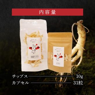 128-29　高麗人参 乾燥チップス10ｇ、カプセル31粒