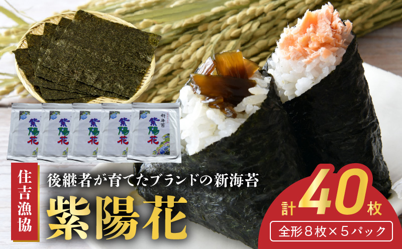 45-9 住吉漁協 後継者が育てたブランドの新海苔「紫陽花」(全形８枚×５パック)【熊本県宇土市】