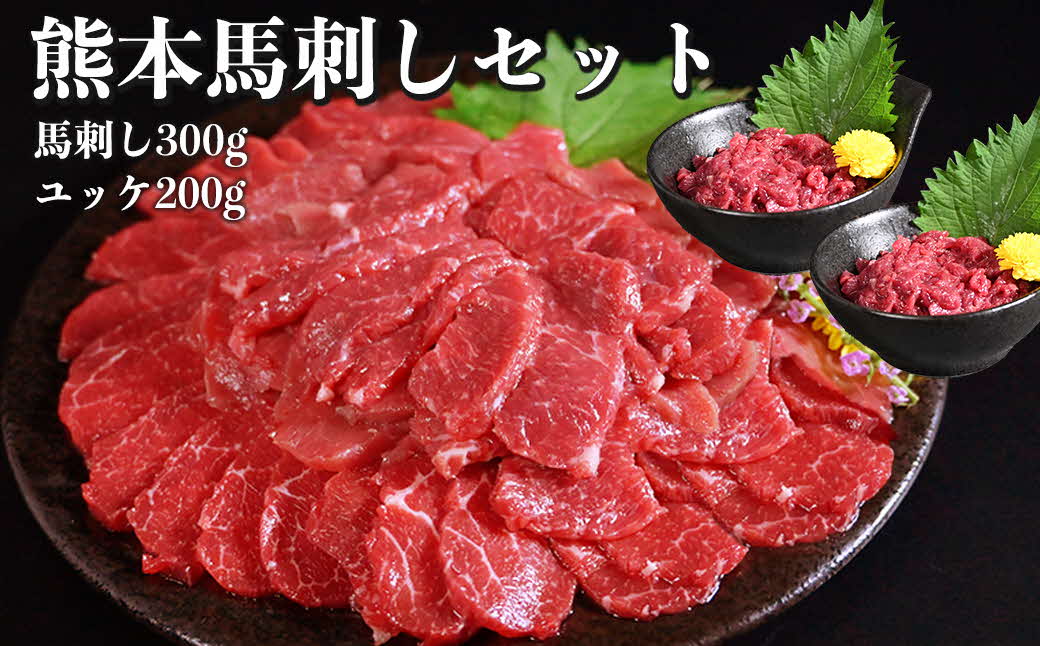 117-30　オアシス九州【熊本県内と畜】 熊本 馬刺し 500gセット ( 赤身 300g 、ユッケ 200g )