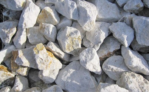 庭石、ごろた石 あまくさ石灰石小粒（40mm～60mm） 約20kg土嚢袋入り 合計約20kg 天草石 小粒 石灰石 ホワイト 白 小石 石 天然石 庭 熊本県 上天草市