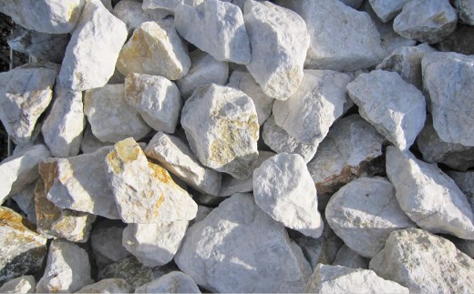 【15個口】庭石、ごろた石 あまくさ石灰石小粒（40mm～60mm） 約20kg土嚢袋入り 合計約300kg 天草石 小粒 石灰石 ホワイト 白 小石 石 天然石 庭 熊本県 上天草市