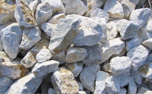 【5個口】庭石、ごろた石 あまくさ石灰石中粒（90mm～150mm） 約20kg土嚢袋入り 合計約100kg 天草石 中粒 石灰石 ホワイト 白 石 天然石 庭 熊本県 上天草市