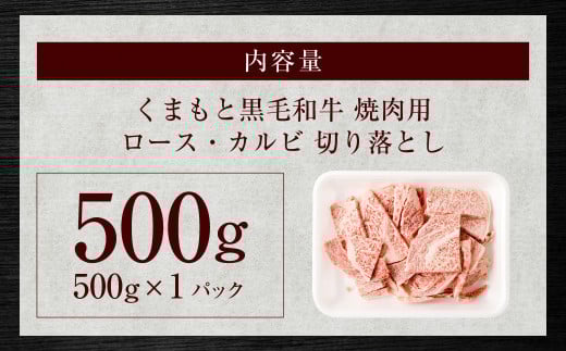 くまもと黒毛和牛 焼肉用 ロース・カルビ 切り落とし 500g