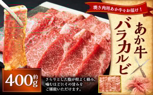 あか牛カルビ焼き肉用（あか牛バラカルビ約400g） あか牛 肉 お肉 牛肉 バラ バラ肉 カルビ 褐牛 褐毛和種 和牛 国産牛 焼肉 焼き肉 熊本県 上天草市 冷凍