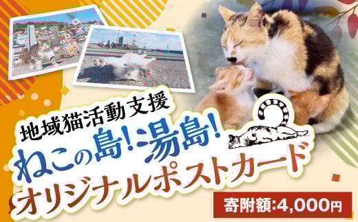 ねこの島！湯島！オリジナルポストカード【地域猫活動支援】