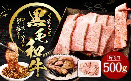 くまもと黒毛和牛 焼肉用 ロース・カルビ 切り落とし 500g