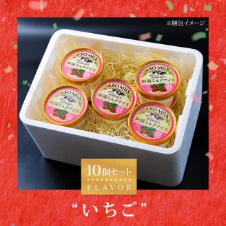 牧場直送！阿蘇ミルクアイス イチゴ 10個 阿部牧場 牛乳 ASOMILK 乳製品 最優秀味覚賞 三ツ星 セット 詰め合わせ 人気 こだわり 涼しい 冷たい 冷凍 美味しい 濃厚 贅沢 おやつ スイーツ デザート 夏 お中元 お歳暮 熊本県