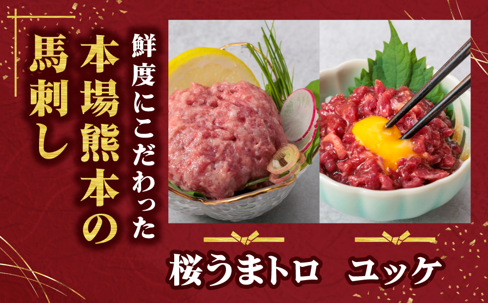 【国産】新鮮馬刺し バラエティー 5種食べ比べ セット 計340g 赤身 桜うまとろ ユッケ 大トロ ロース 千興ファーム 肉 人気 美味しい 小分け 新鮮 特産品 ヘルシー 高タンパク おすすめ 冷凍 お中元 御歳暮 プレゼント 贈答用 熊本県 阿蘇市