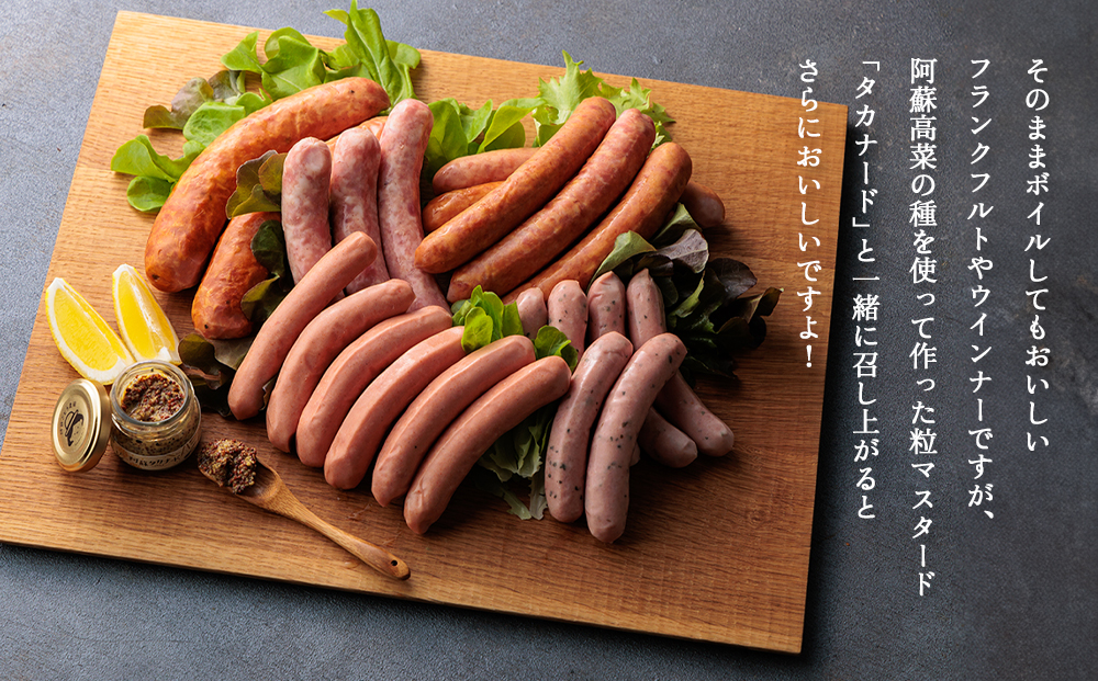 阿蘇のソーセージ詰め合わせ（高菜マスタード付き） ひばり工房 suffa 金賞 ソーセージ ウィンナー セット 詰め合わせ 人気 美味しい 阿蘇さとう農園 熊本 阿蘇