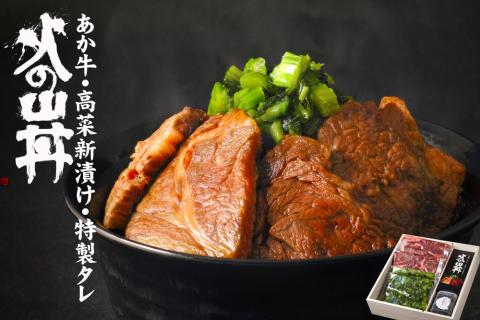 あか牛 火の山丼 （牛肉・特製タレ・高菜） 和牛 肉 牛肉 ブランド牛 国産 特製だし醤油 高菜 人気 美味しい 豪華 名物 名産品 詰め合わせ 熊本 阿蘇