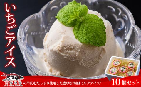 牧場直送！阿蘇ミルクアイス イチゴ 10個 阿部牧場 牛乳 ASOMILK 乳製品 最優秀味覚賞 三ツ星 セット 詰め合わせ 人気 こだわり 涼しい 冷たい 冷凍 美味しい 濃厚 贅沢 おやつ スイーツ デザート 夏 お中元 お歳暮 熊本県
