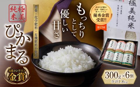 極美純米ぴかまる 300g×6個 お米 米 コンクール 優秀金賞 受賞 人気 美味しい こだわり 贅沢 高級 減農薬 熊本 阿蘇