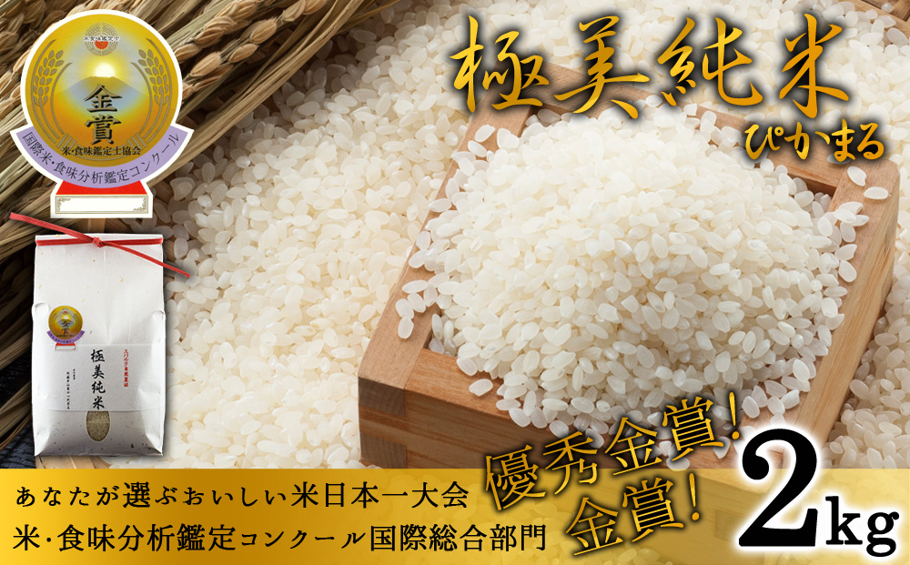 極美純米ぴかまる 2kg  スパルタ農法こだわりのお米  2kg 米 お米 コンクール 優秀金賞 受賞 人気 美味しい こだわり 贅沢 高級 減農薬 熊本 阿蘇