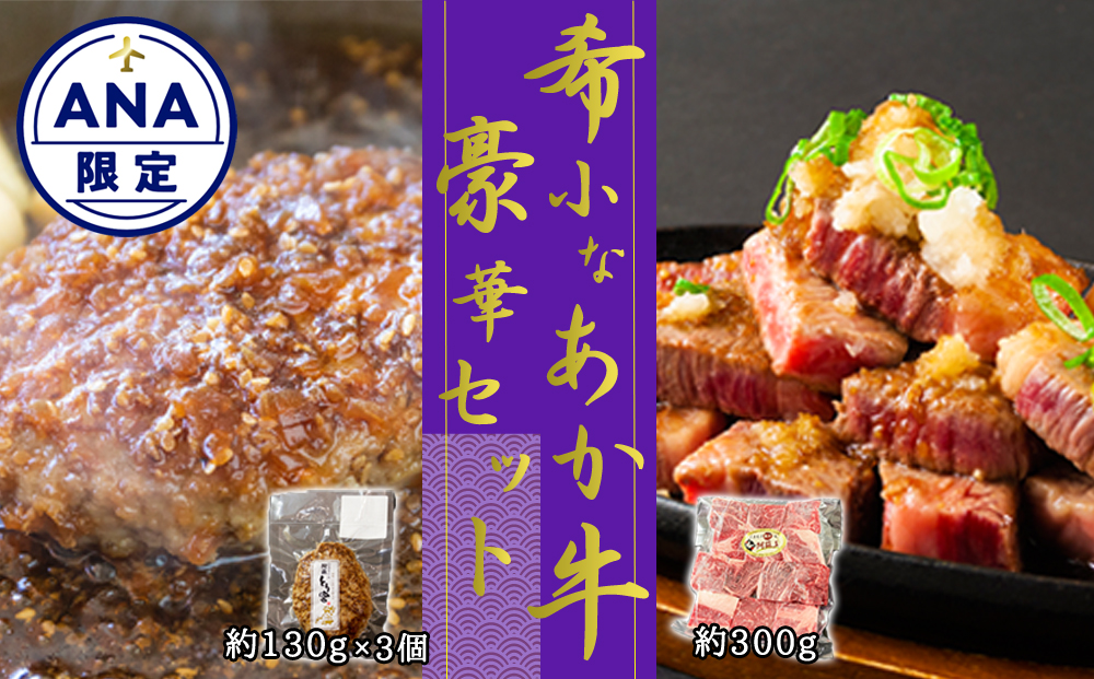 【ANA限定】あか牛サイコロステーキと手作りあか牛ハンバーグセット ANAオリジナル ブランド牛 和牛 肉 牛肉 国産 ステーキ ハンバーグ ジューシー 人気 希少 豪華 希少 熊本 阿蘇