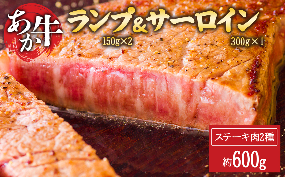 【ANA限定】あか牛 ランプ サーロイン ステーキセット 約600g ブランド牛 牛肉 和牛 肉 国産 ランプ ステーキ ANAオリジナル 赤身 ヘルシー あか牛 人気 希少 希少部位 熊本 阿蘇