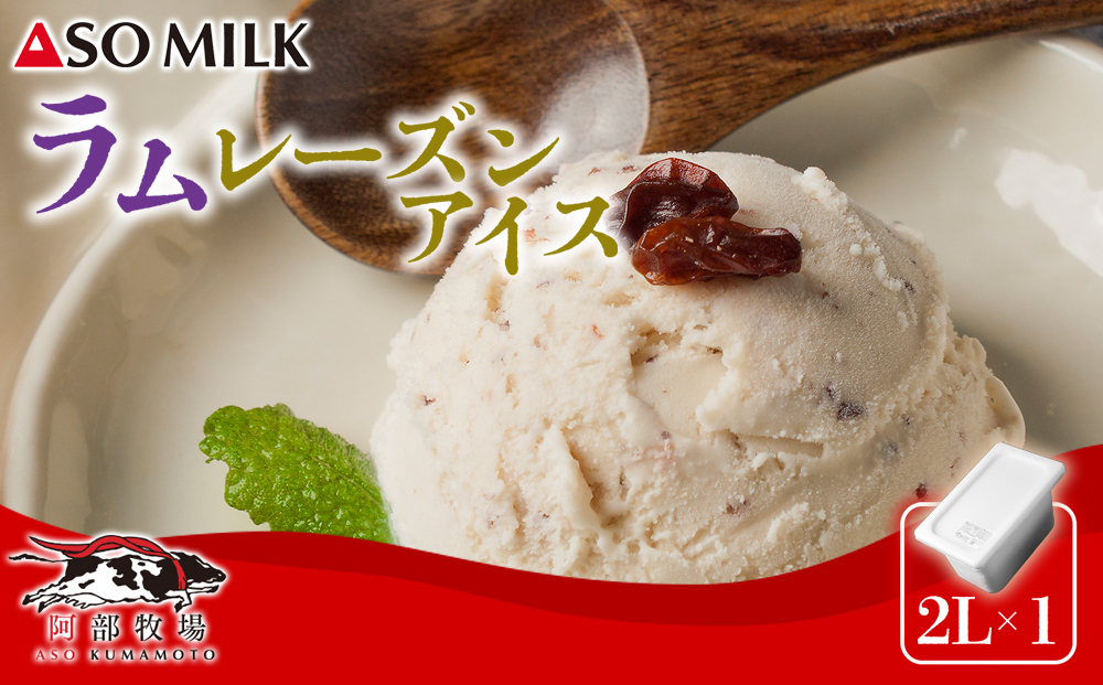 【選べる内容量】阿蘇ミルクアイス ラムレーズン 【2Ｌ】 阿部牧場 ASOMILK 大容量 たっぷり 人気 大人 こだわり 涼しい 冷たい 冷凍 美味しい 濃厚 贅沢 おやつ スイーツ デザート 夏 お中元 お歳暮 熊本県  阿蘇市 2L