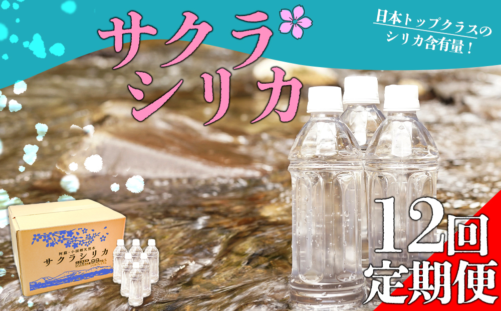 【選べる回数】【定期便12回】阿蘇の天然水「サクラシリカ」 500ml×24本 定期便12回