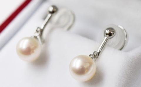 【H：イヤリング SV925（シルバー）※ブラ】S085-326_天草産 8mm-8.5mm あこや真珠 ホワイトピンク 花珠級 スタッド パールピアス イヤリング H：イヤリング SV925（シルバー）※ブラ
