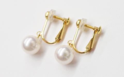 【G：シリコン小 K18YG（イエローゴールド）※ブラ】S085-334A_天草産 8mm - 8.5mm あこや真珠 ホワイトピンク 花珠級 イヤリング パールイヤリング K18 K14 G：シリコン小 K18YG（イエローゴールド）※ブラ