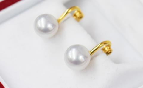 S085-363_8mm - 8.5mm あこや真珠 スタッドイヤリング ナチュラル【E：イヤリング SV925（ゴールド）※直結】 E：イヤリング SV925（ゴールド）※直結