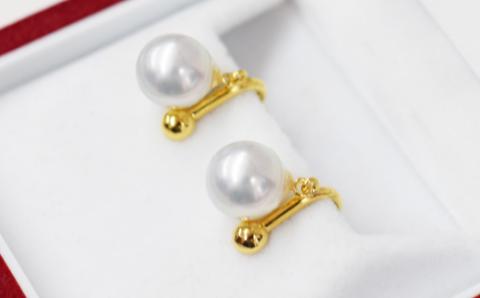 S085-365_8mm - 8.5mm あこや真珠 スタッドイヤリング ナチュラル【G：イヤリング SV925（ゴールド）※ブラ】 G：イヤリング SV925（ゴールド）※ブラ