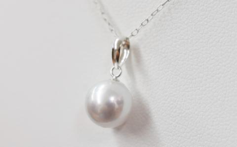 S085-369_8.5mm - 9mm ネックレス あこや 真珠 ナチュラル 1粒 ネックレス ペンダント K18 珍珠【K18WG】 K18WG