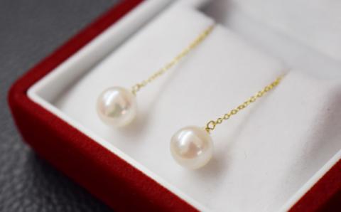 S101-240_天草産 7.5mm - 8mm アメリカン ピアス あこや真珠 ホワイトピンク スタッド 揺れる 花珠級