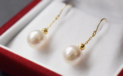 S101-243_天草産 7.5mm - 8mm ピアス あこや真珠 ホワイトピンク フック 揺れる 花珠級